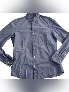 J.Crew Button Down Shirt Mens Medium Blue Chambray Slim Untucked Flex Washed
